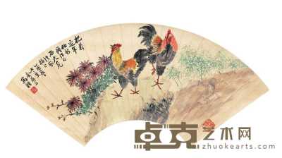 金梦石 花鸟 扇面 18.5×50cm